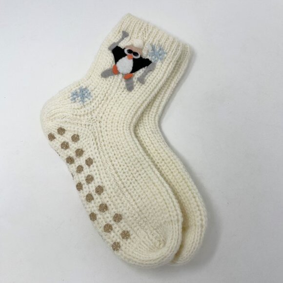 Socks Penguin Skiing Knitted Size M/L NWOT - Picture 2 of 9